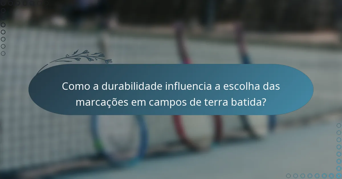 Como a durabilidade influencia a escolha das marcações em campos de terra batida?
