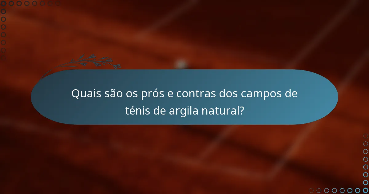 Quais são os prós e contras dos campos de ténis de argila natural?