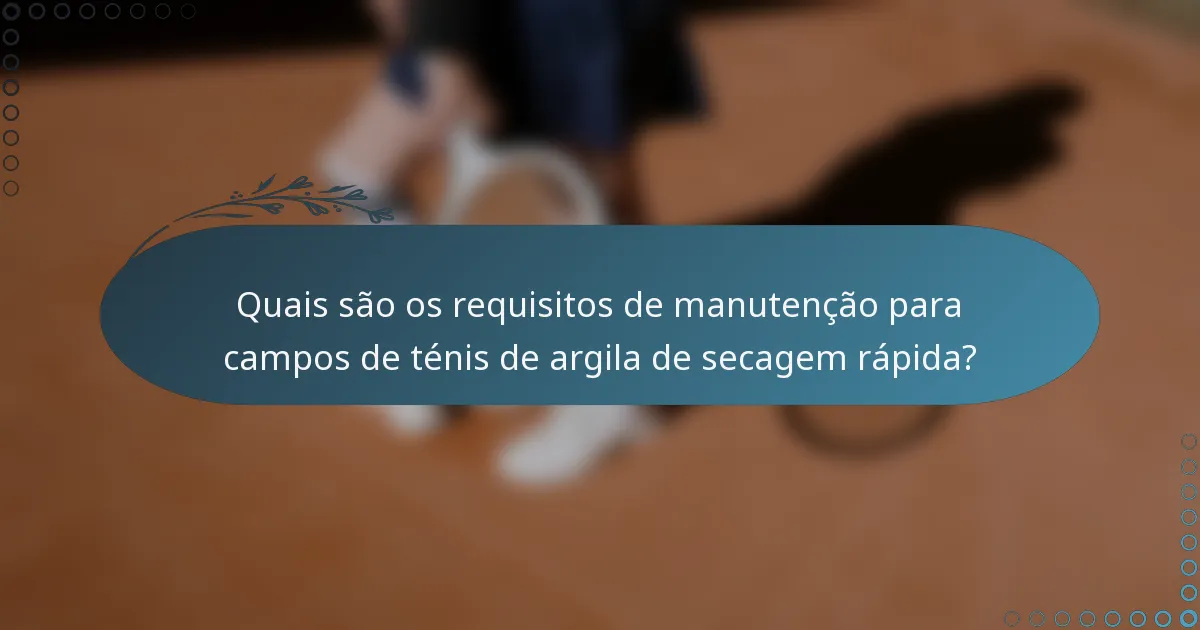 Quais são os requisitos de manutenção para campos de ténis de argila de secagem rápida?