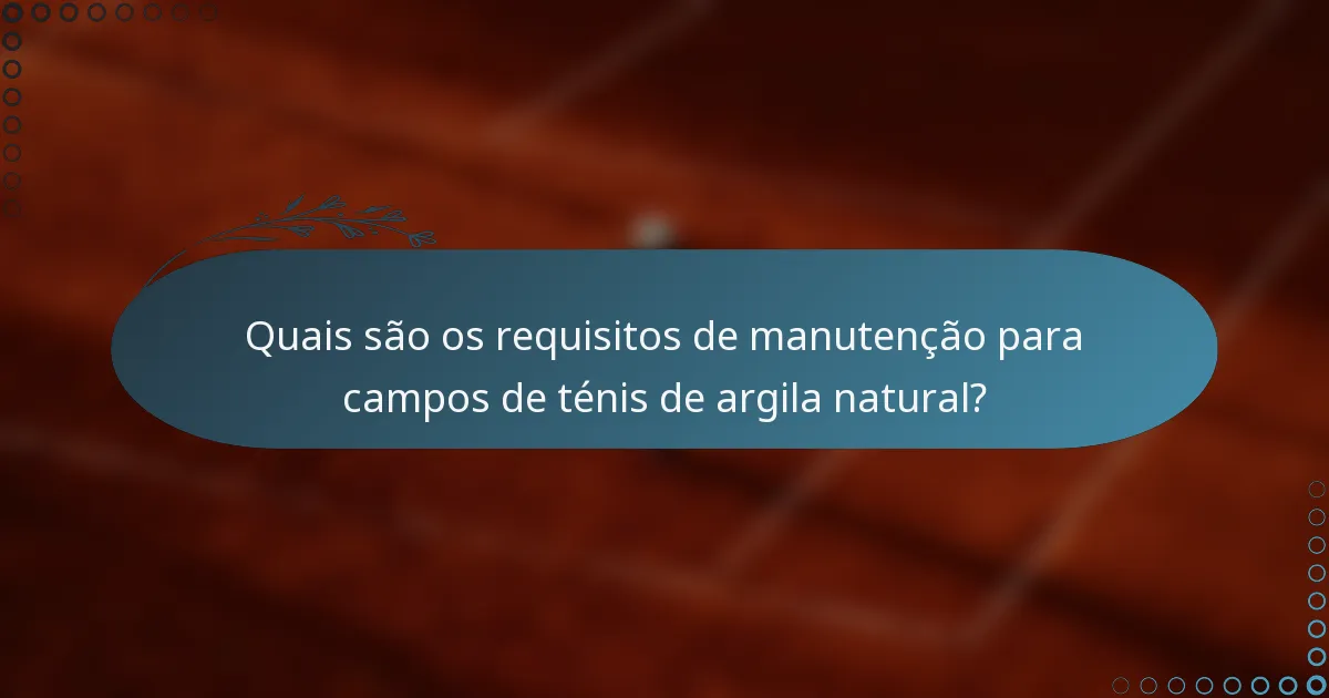 Quais são os requisitos de manutenção para campos de ténis de argila natural?